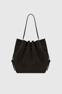 SCALLOP TOTE - GANACHE SUEDE