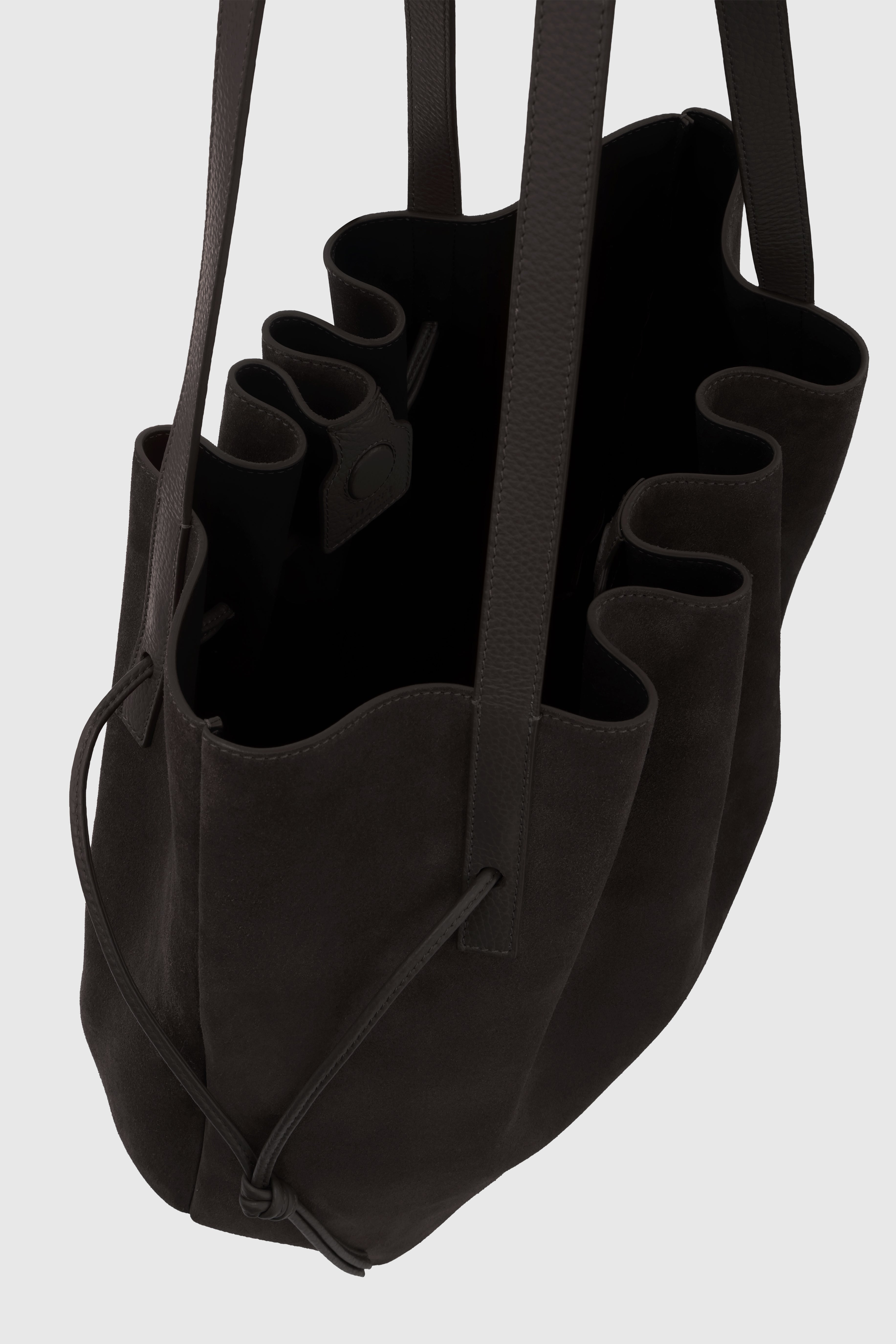 SCALLOP TOTE - GANACHE SUEDE