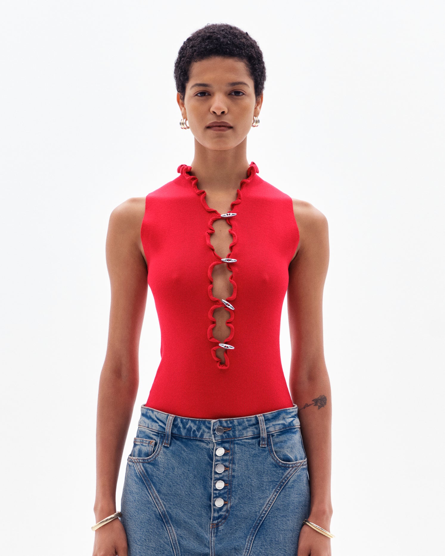 SHAI RIB BODYSUIT - RED