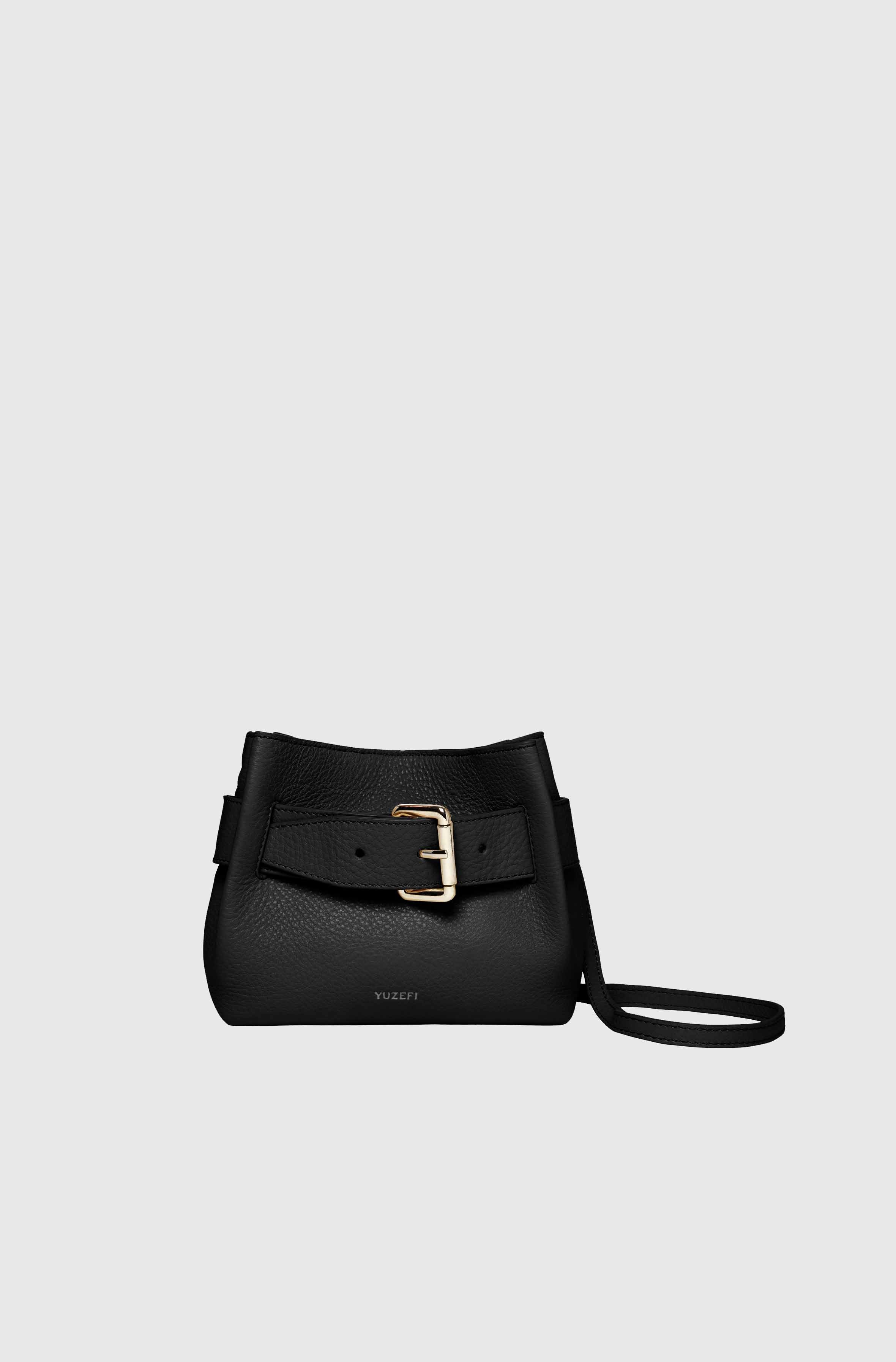 SHROOM - BLACK PEBBLE GRAINED LEATHER