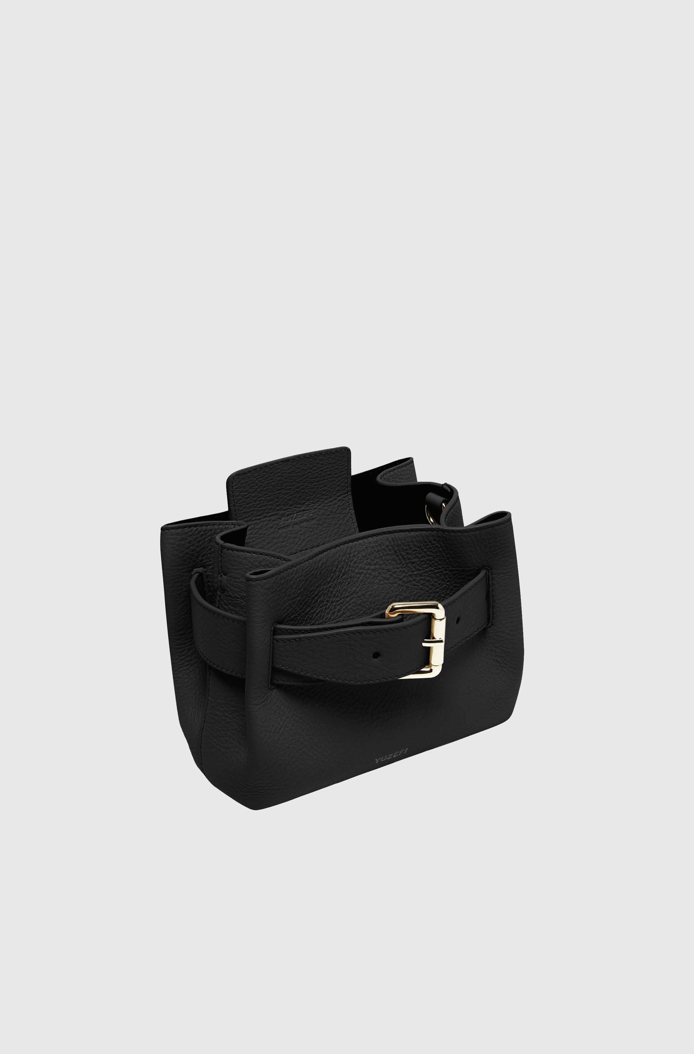 SHROOM - BLACK PEBBLE GRAINED LEATHER