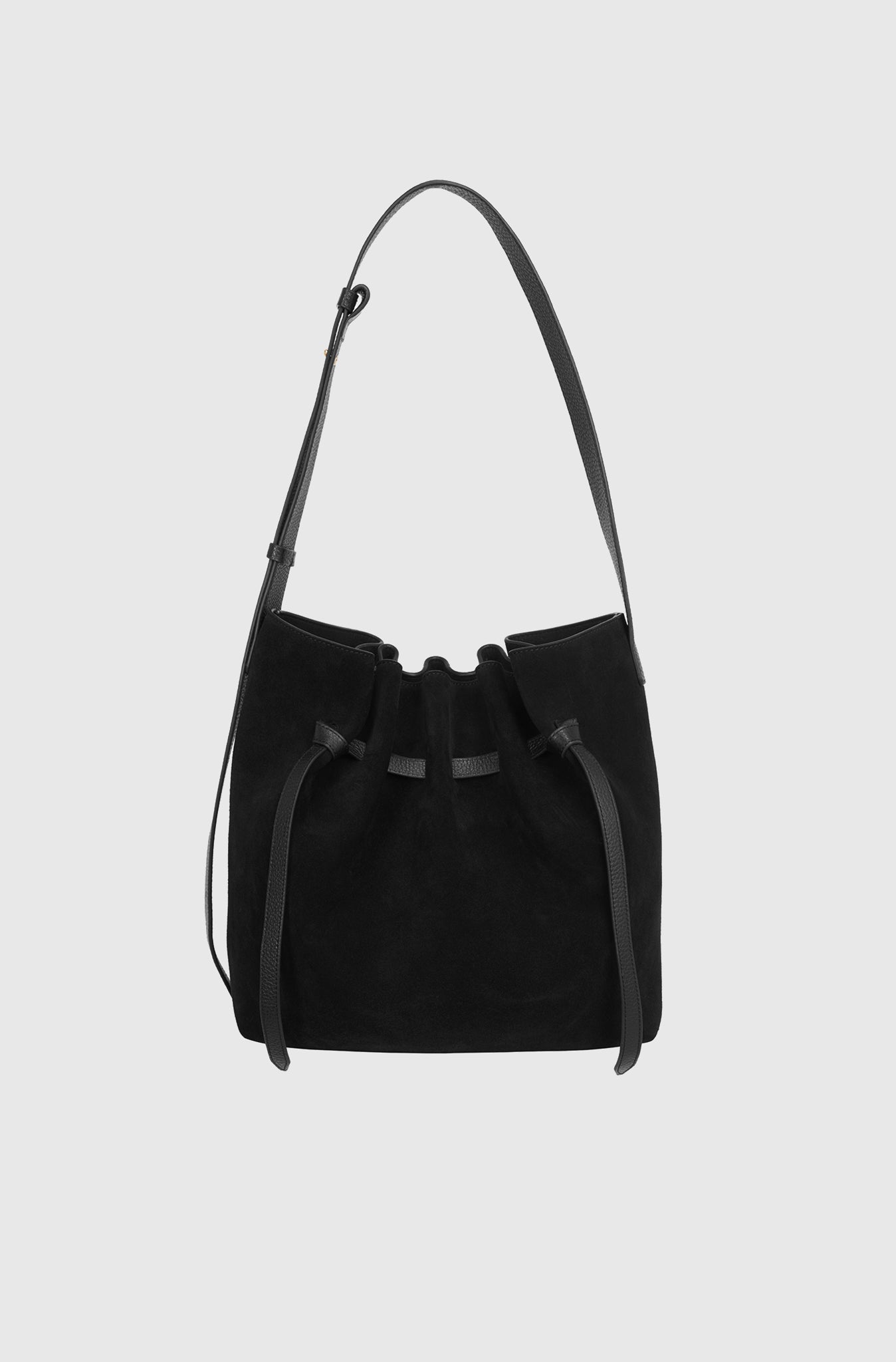 SCALLOP LARGE BUCKET - BLACK SUEDE