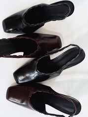 KHANE MID SLINGBACK - BLACK LEATHER