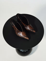 NUR SLINGBACK - EMBOSSED COGNAC SNAKE LEATHER