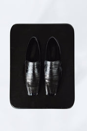 SAHRA LOAFER - EMBOSSED BLACK EEL LEATHER