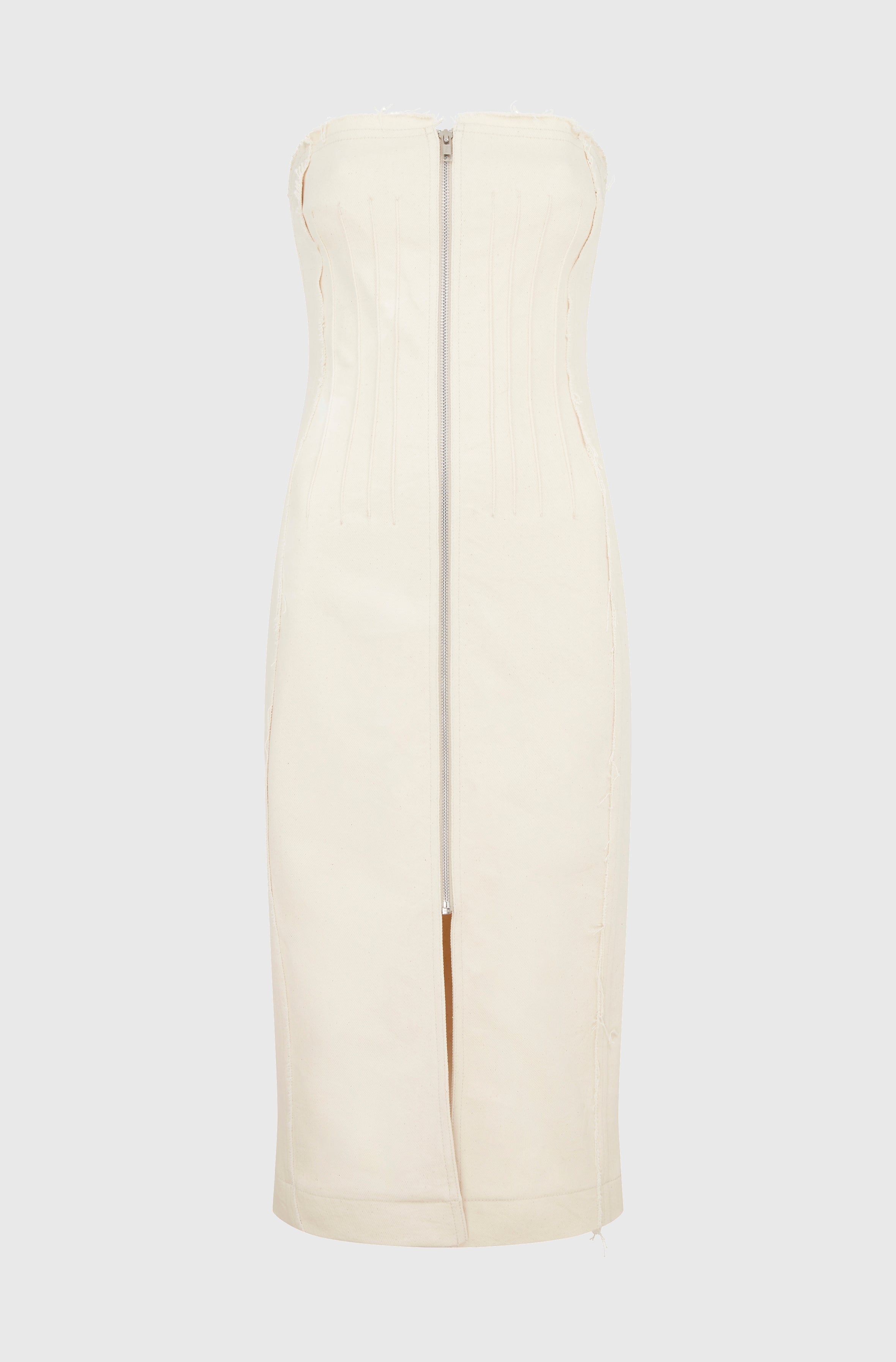 DARTED STRAPLESS DRESS - DENIM NATURAL