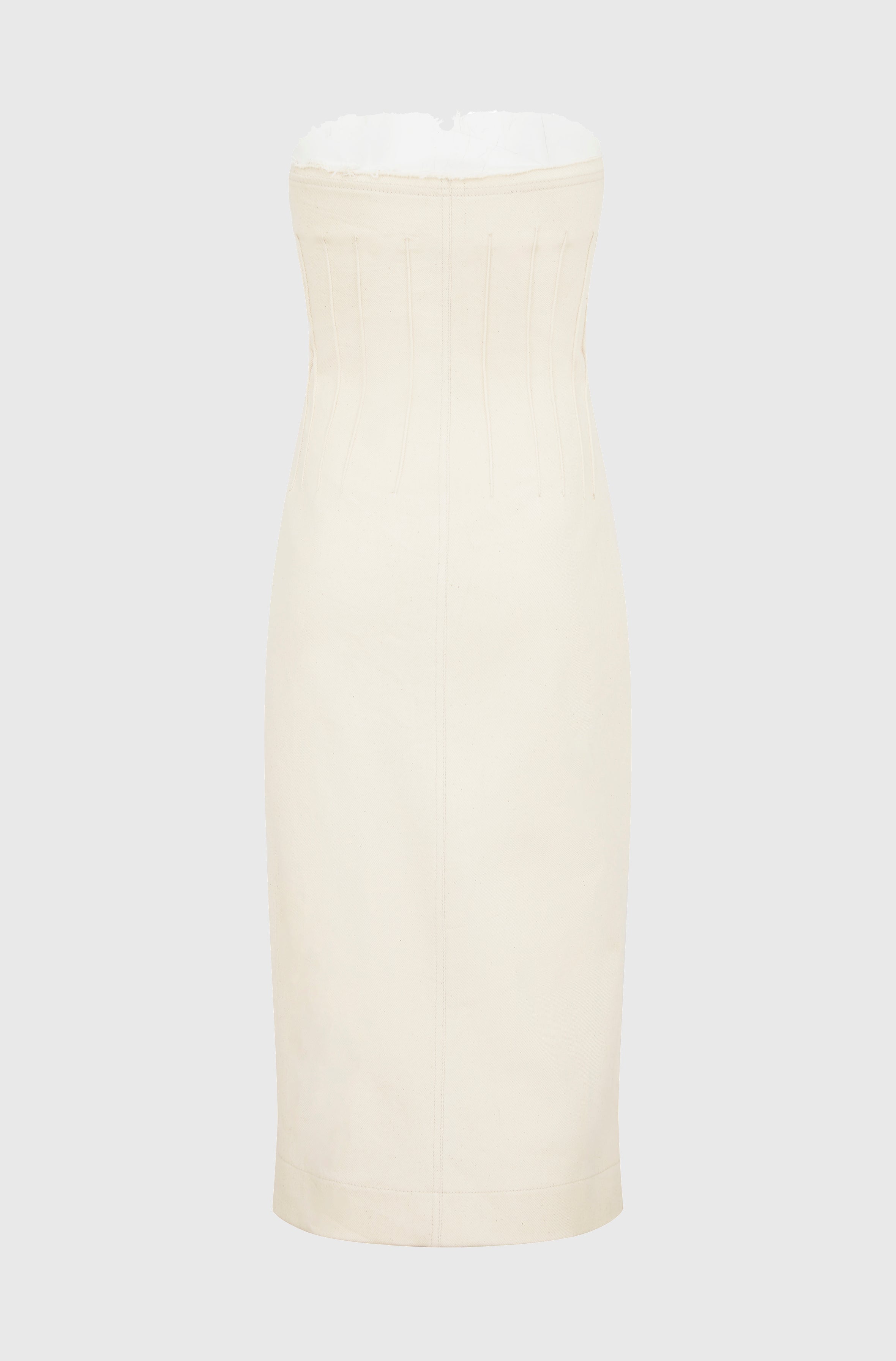 DARTED STRAPLESS DRESS - DENIM NATURAL