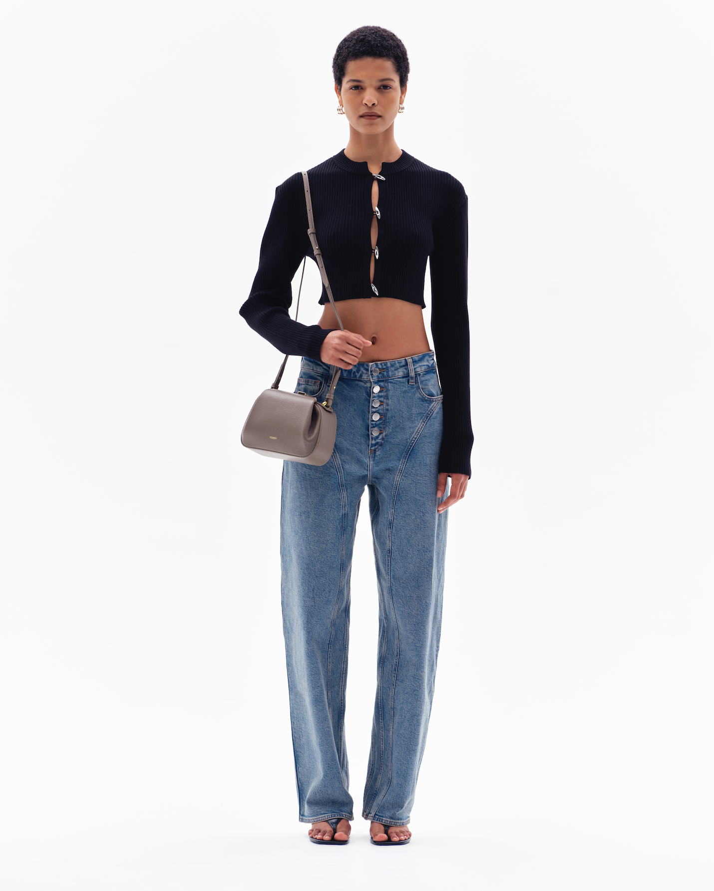OYSTER MINI CLUTCH - TAUPE PEBBLE GRAINED LEATHER