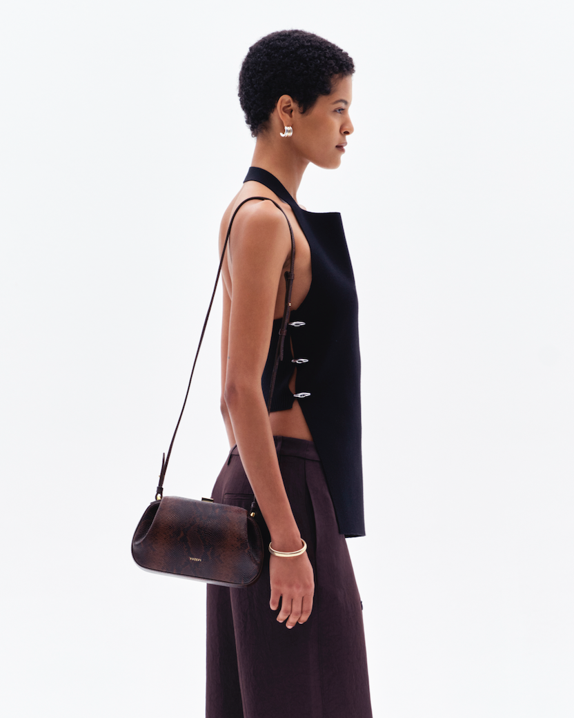 OYSTER MINI CLUTCH - EMBOSSED SNAKE COWHIDE LEATHER