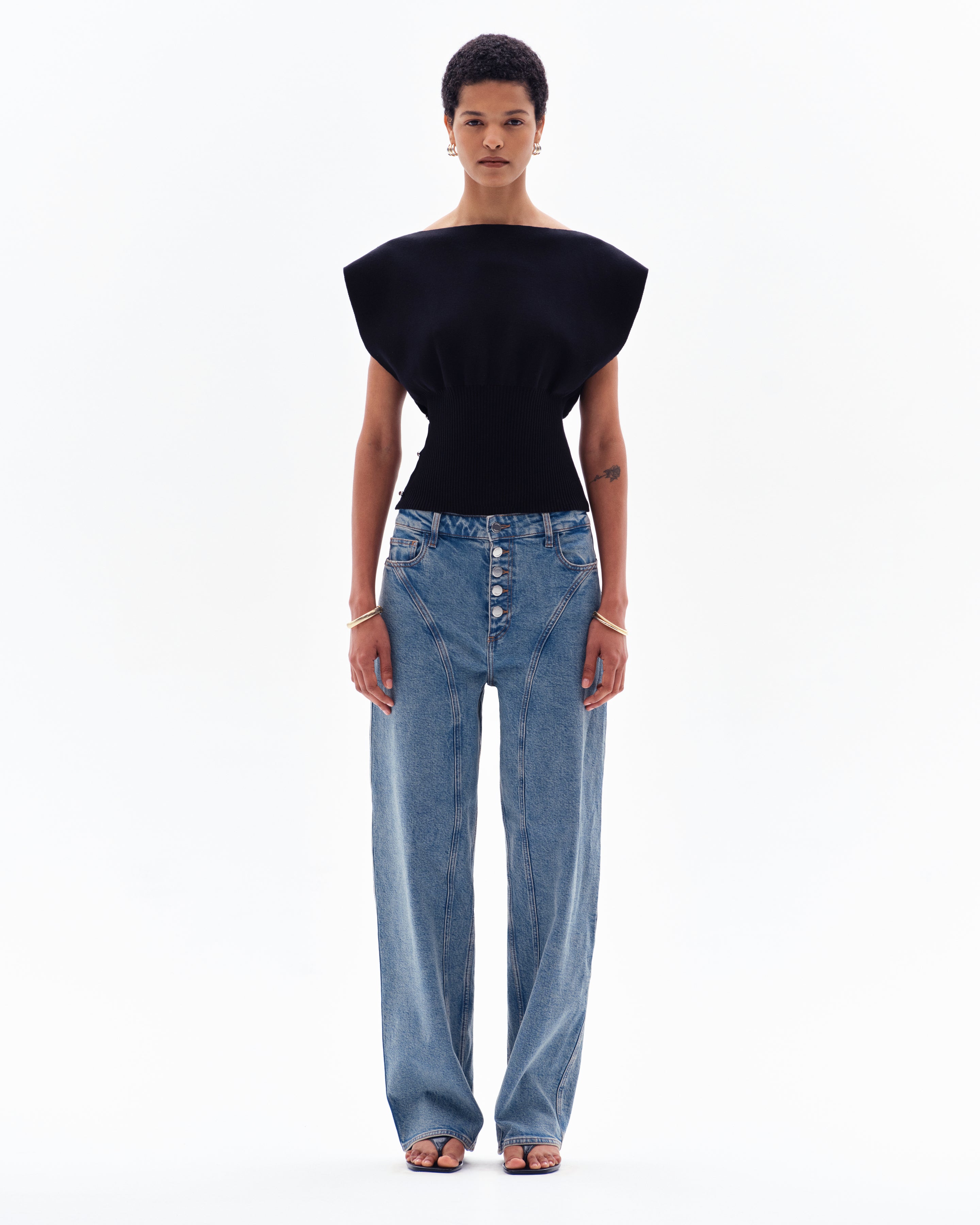 NAERIS MILANO OFF-SHOULDER TOP - BLACK