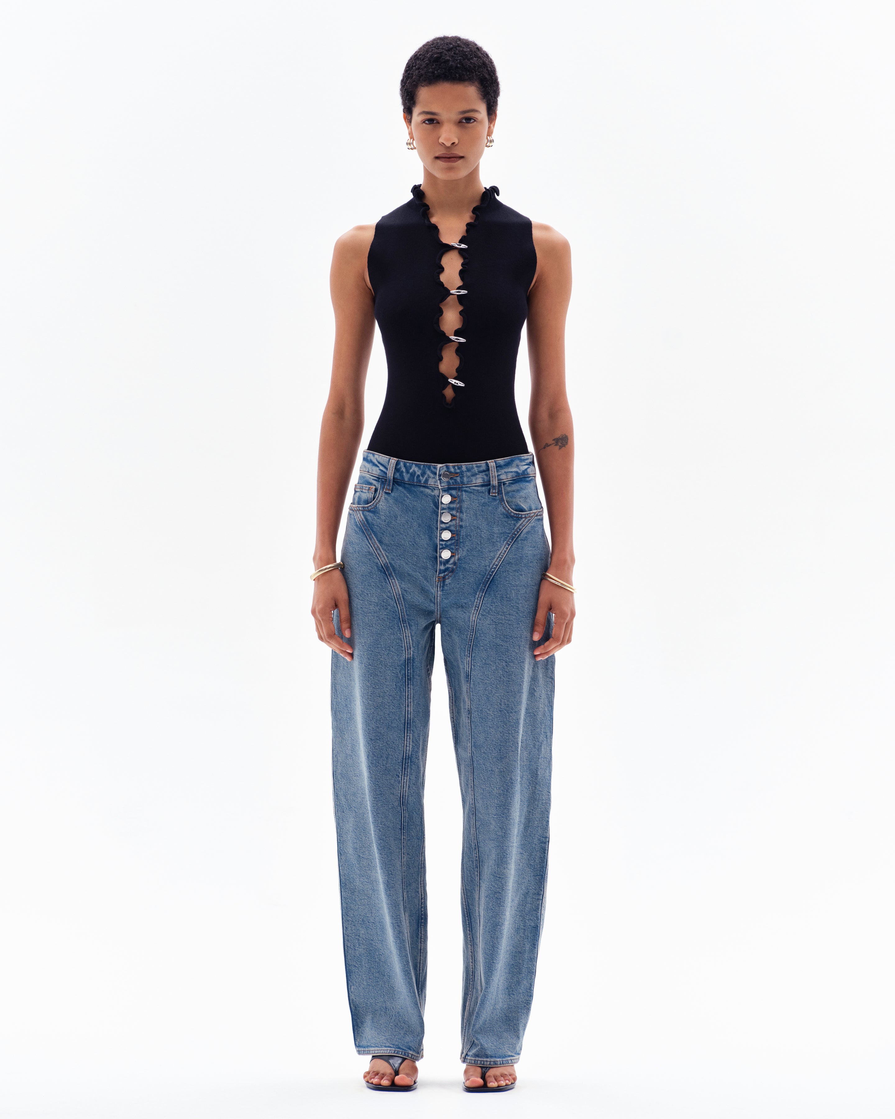 RIANA CURVED SEAM JEAN - STERLING