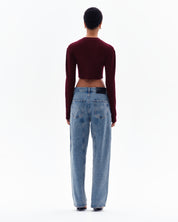 STELLAN RIB CROP CARDIGAN - BORDO