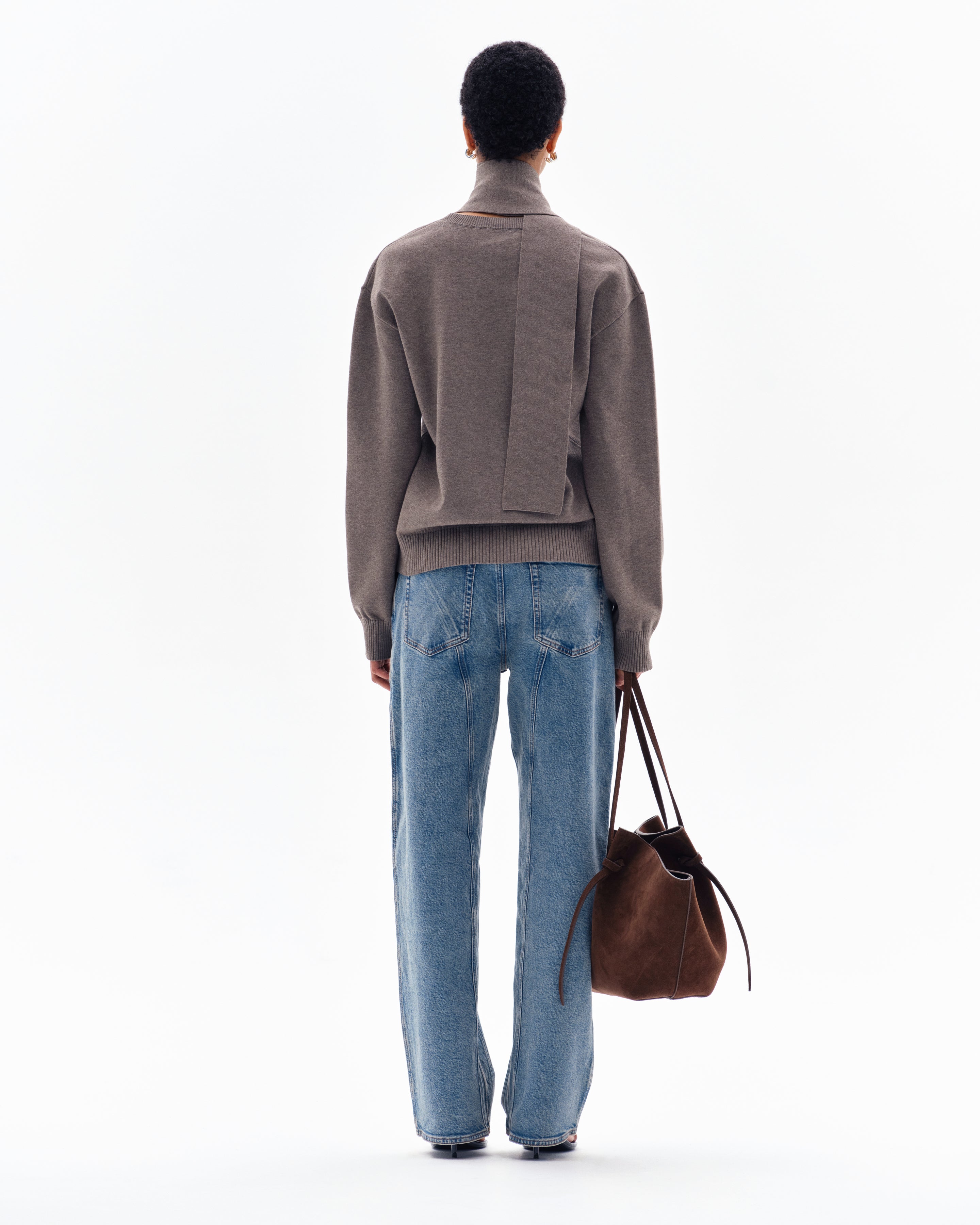 OLA PLAIN SLASH JUMPER - CLAY