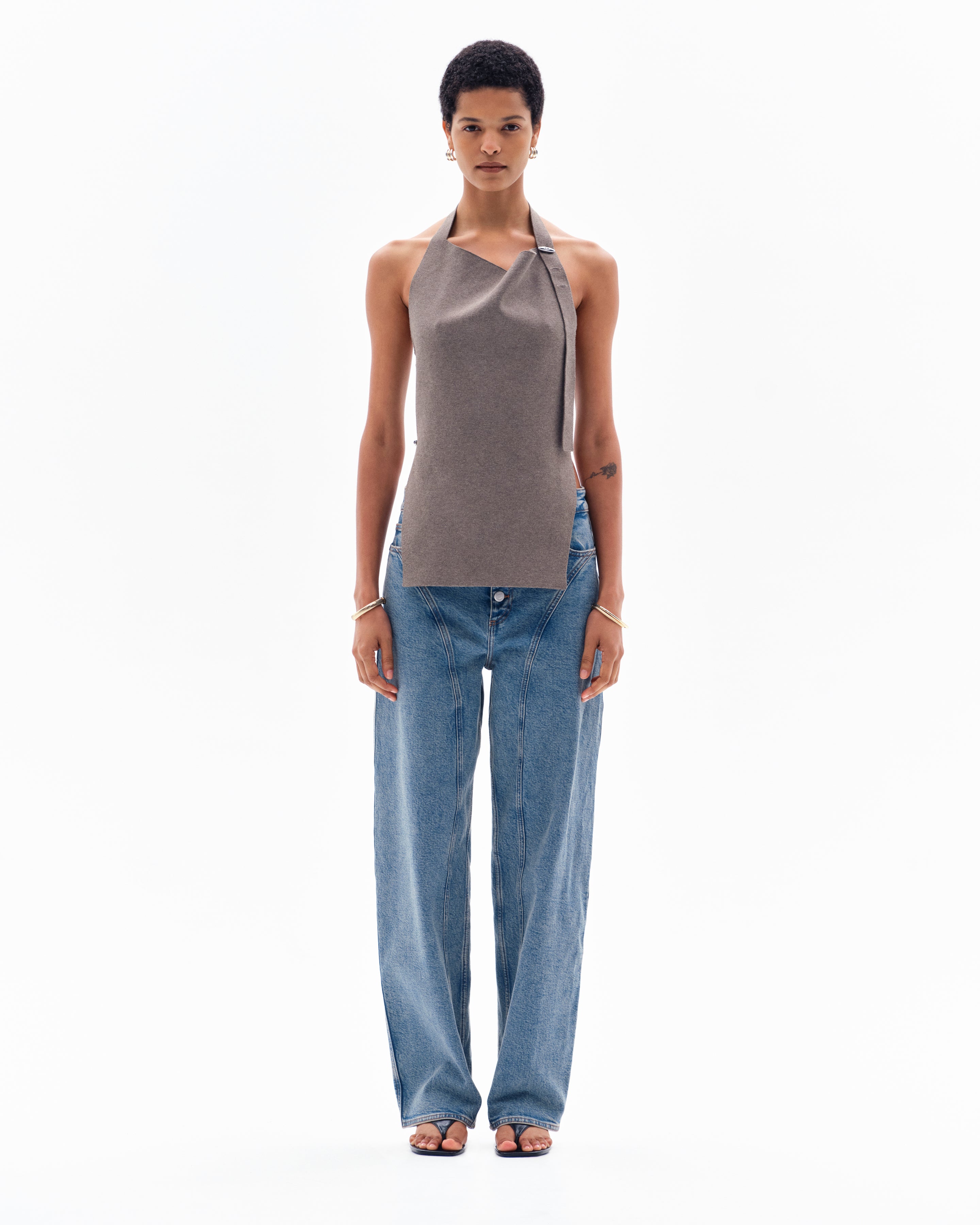 SAVAN MILANO HALTER TOP - CLAY