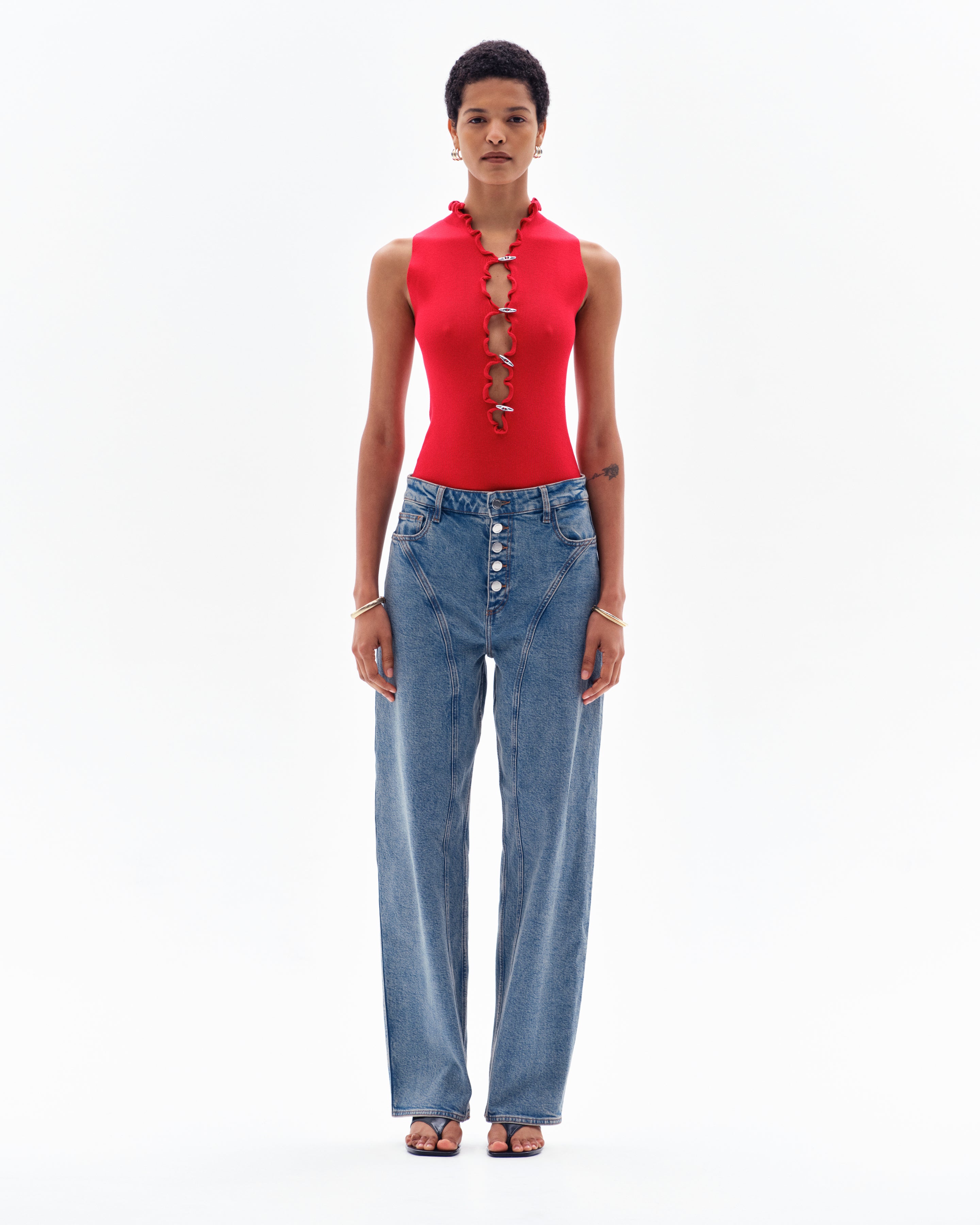 SHAI RIB BODYSUIT - RED