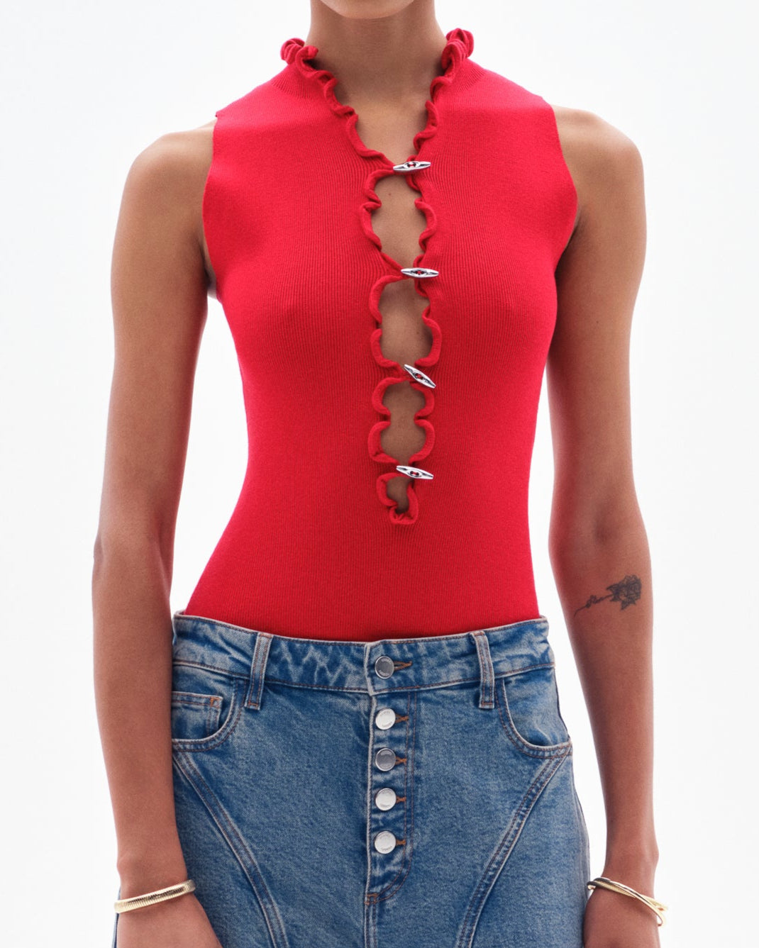 SHAI RIB BODYSUIT - RED