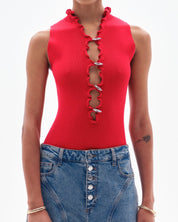 SHAI RIB BODYSUIT - RED