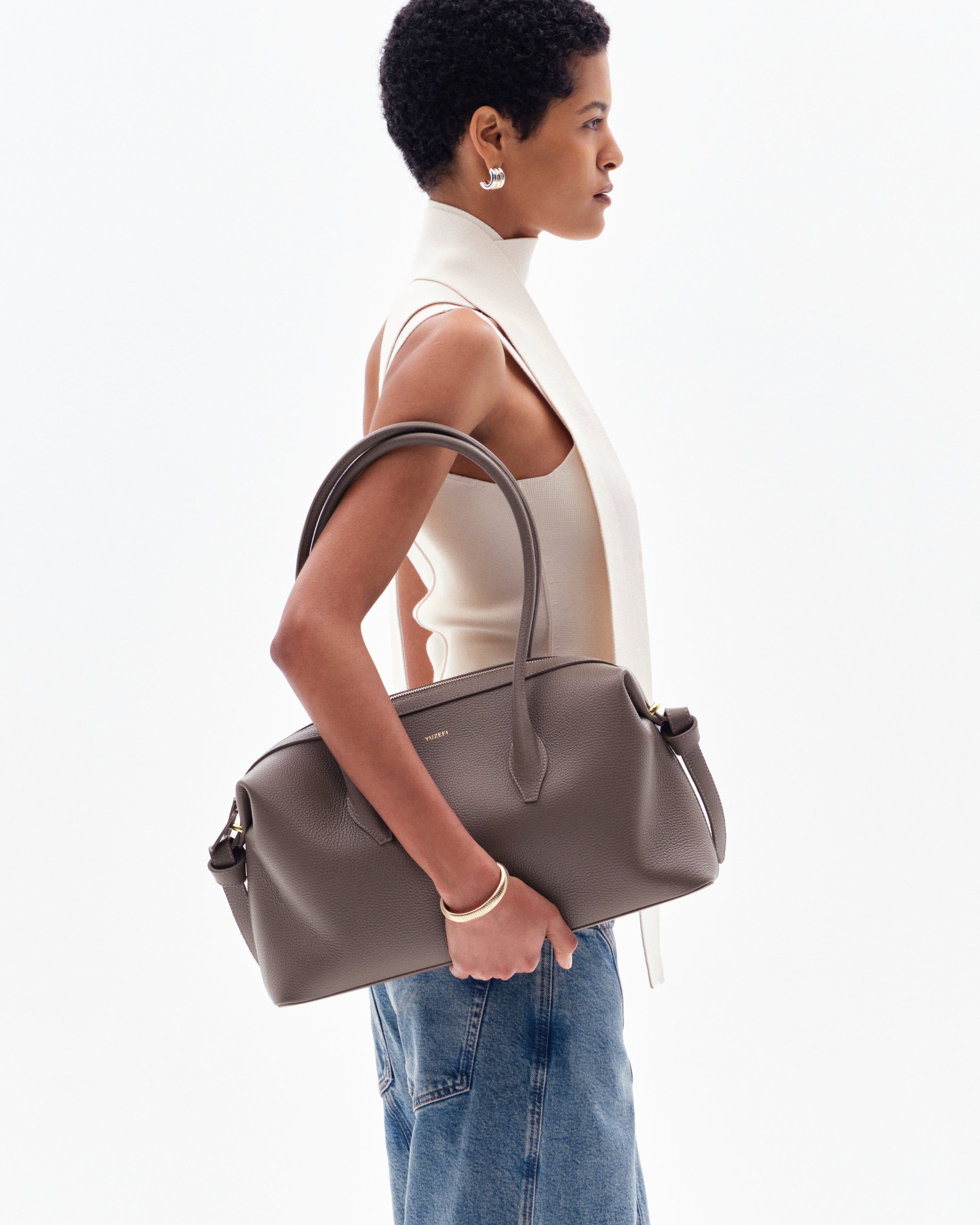 BRIOCHE DUFFLE - TAUPE PEBBLE GRAINED LEATHER