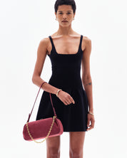 OYSTER CLUTCH - WINE SUEDE