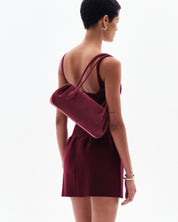 OYSTER SHOULDER BAG - WINE SUEDE