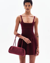OYSTER SHOULDER BAG - WINE SUEDE