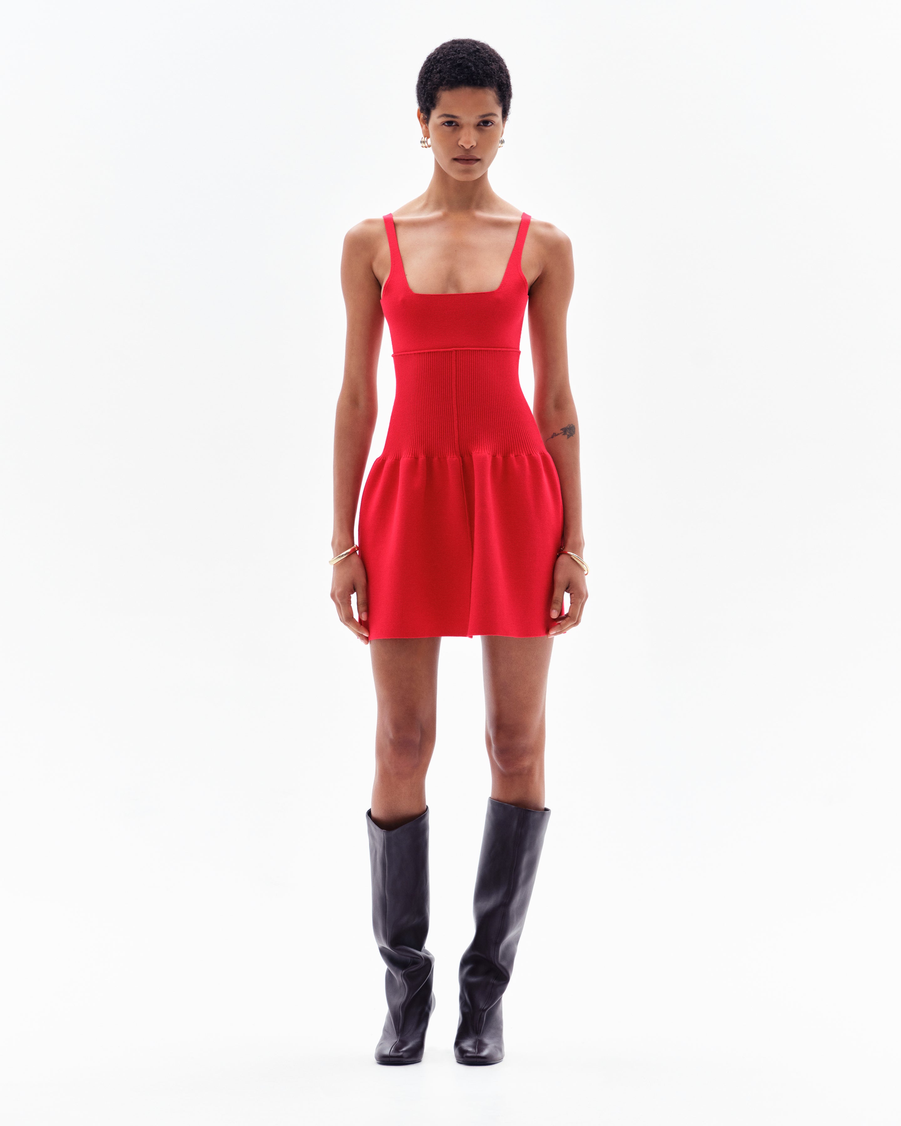 DELYN FLARED DRESS - RED