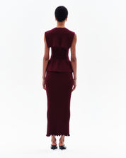 ORIN FLARED SLEEVELESS TOP - BORDO