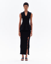ORIN FLARED SLEEVELESS TOP - BLACK