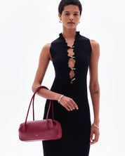 OYSTER SHOULDER BAG - CRANBERRY PEBBLE GRAINED LEATHER