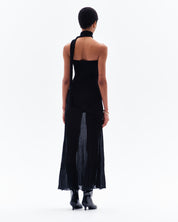 SIYA RIB/SHEER MAXI DRESS - BLACK
