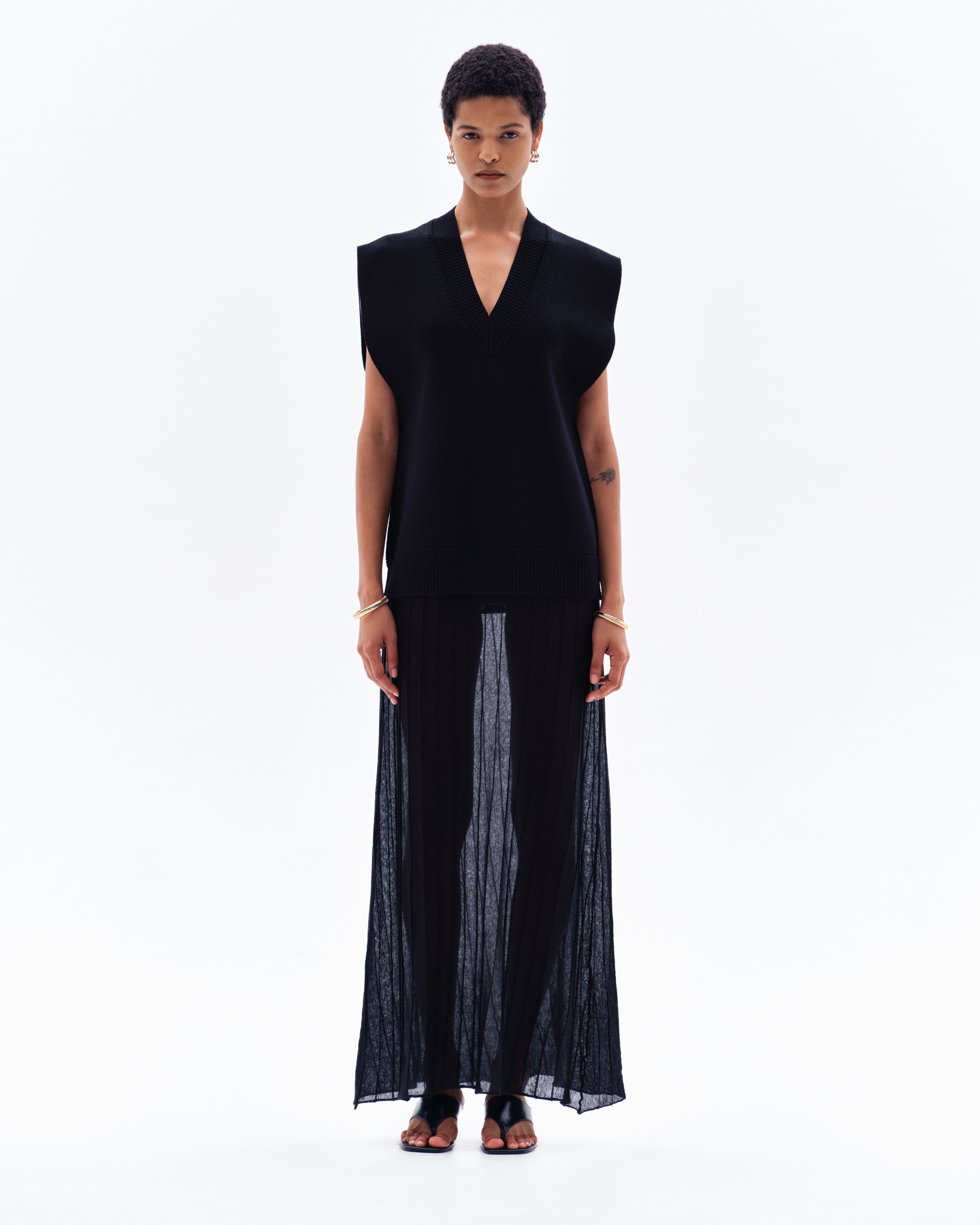 VYRE VEST DRESS - BLACK