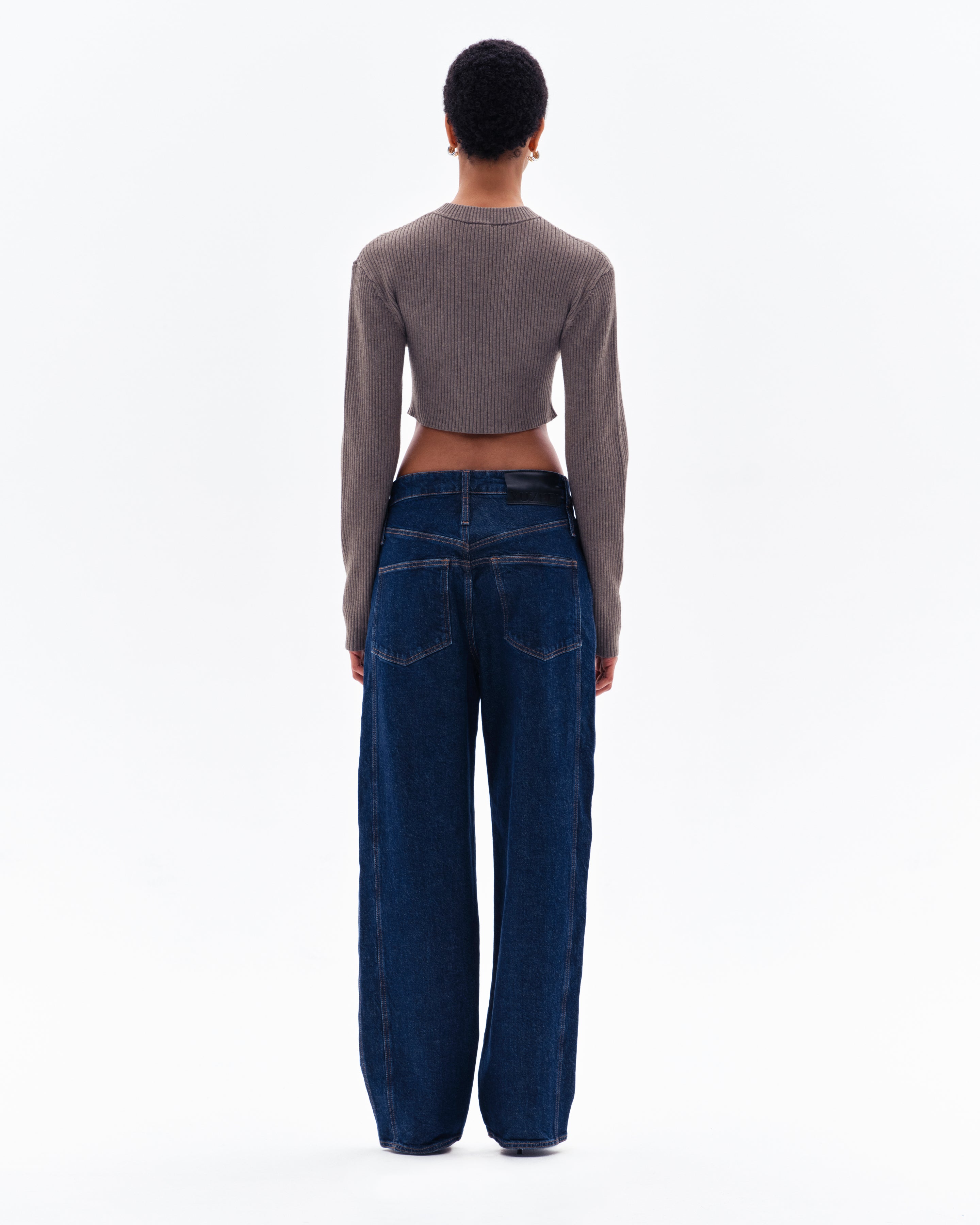 STELLAN RIB CROP CARDIGAN - CLAY
