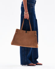 GYOZA TOTE - COGNAC SUEDE