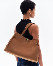 GYOZA TOTE - COGNAC SUEDE