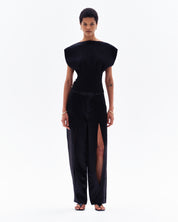 HEDRA ACETATE CONCEALED ZIP TROUSERS - BLACK