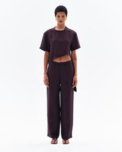 AURORA ASYMMETRIC T-SHIRT - CHOCOLATE