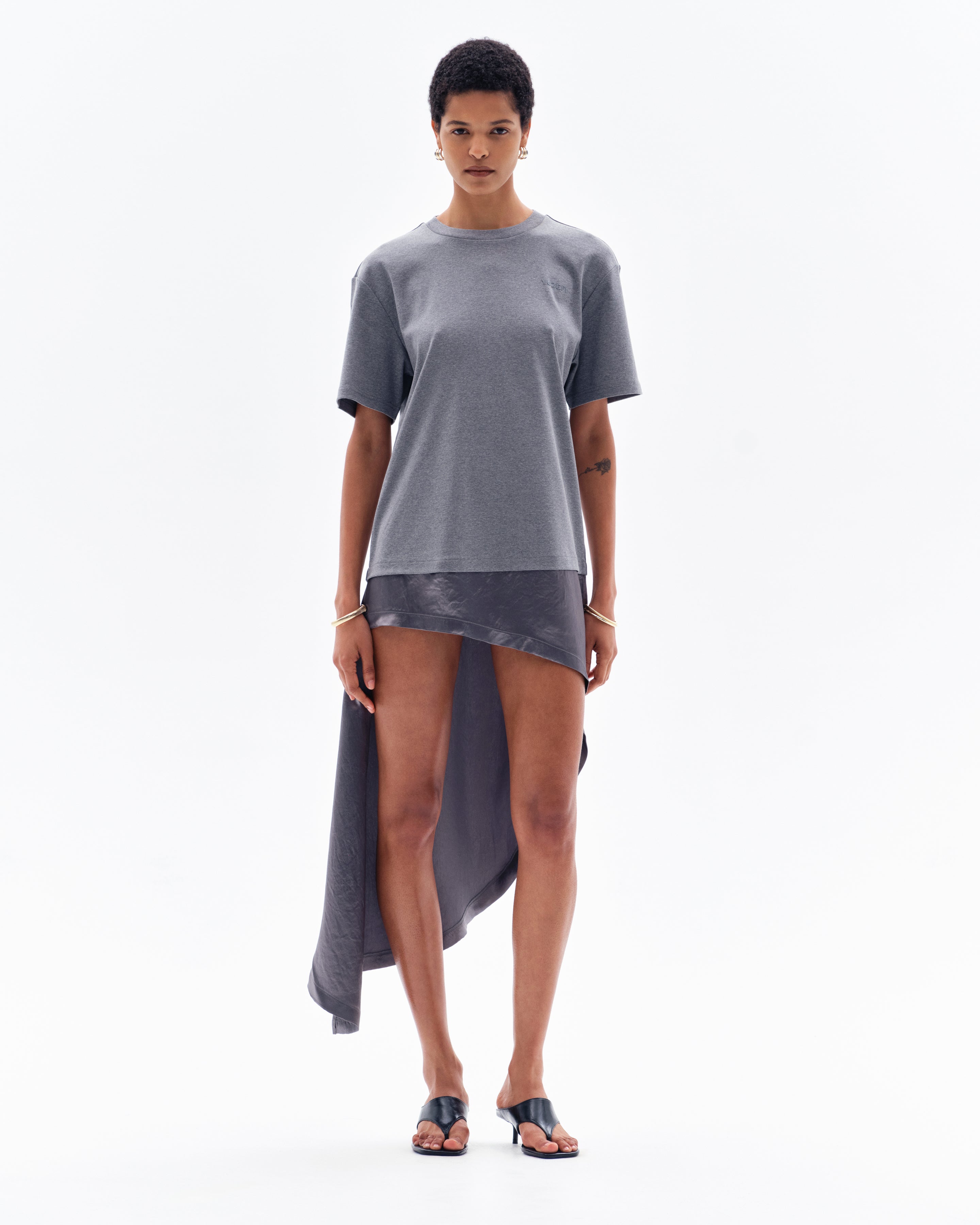 RAVAA BOXY T-SHIRT DRESS - GREY