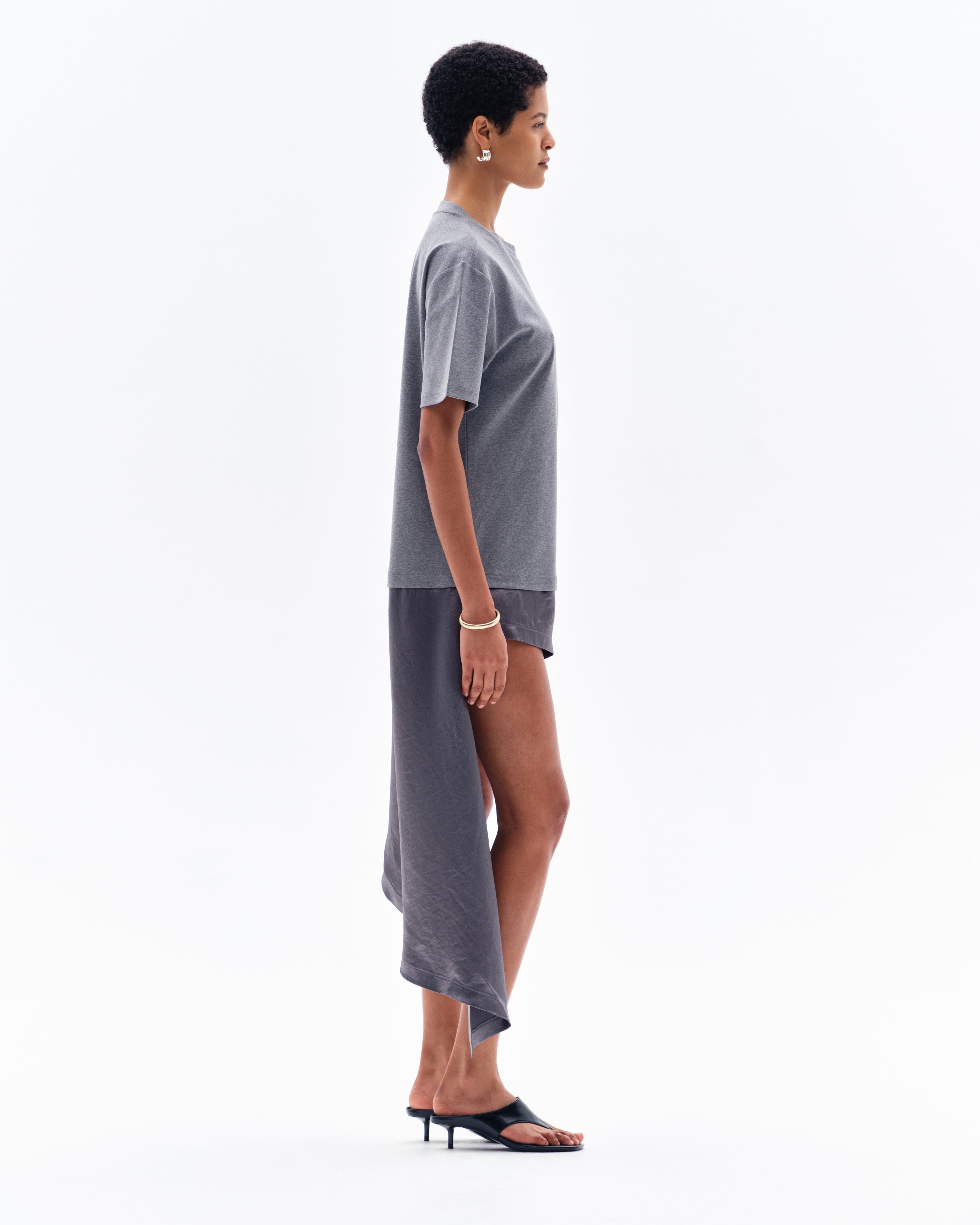 RAVAA BOXY T-SHIRT DRESS - GREY