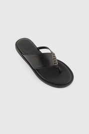 THESSA FLIP FLOP - BLACK LEATHER