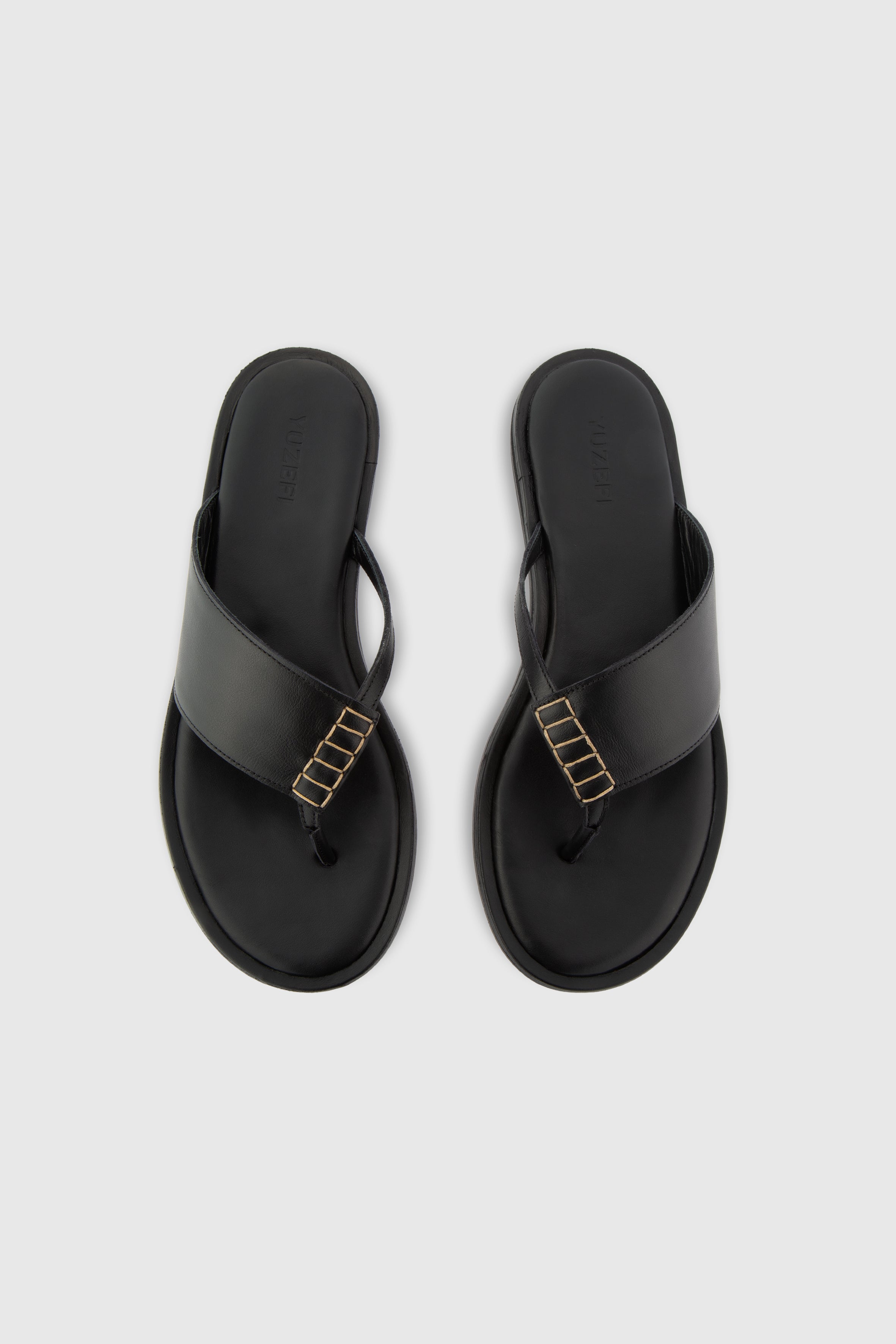 THESSA FLIP FLOP - BLACK LEATHER – Yuzefi
