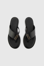 THESSA FLIP FLOP - BLACK LEATHER