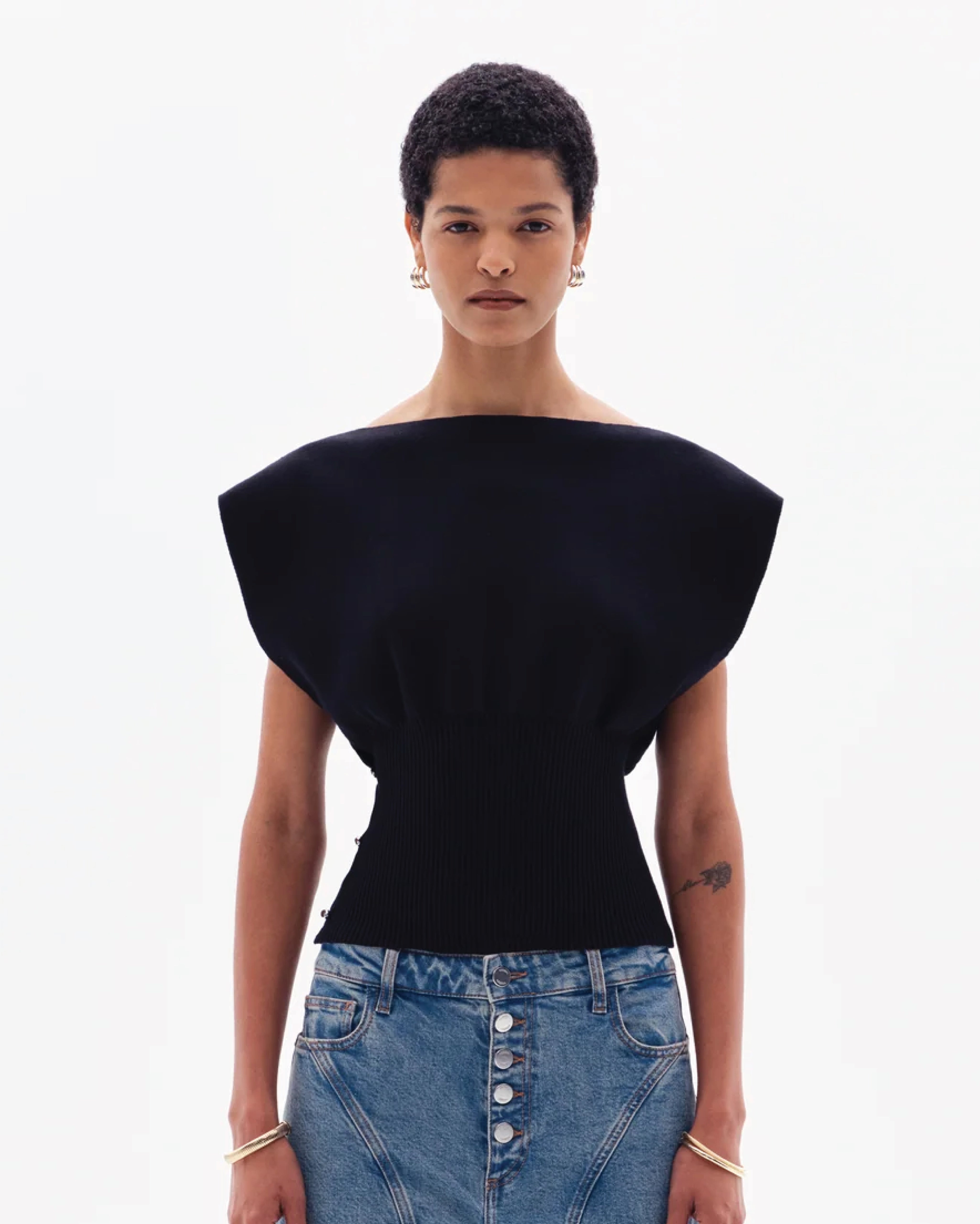 NAERIS MILANO OFF-SHOULDER TOP - BLACK