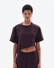 AURORA ASYMMETRIC T-SHIRT - CHOCOLATE