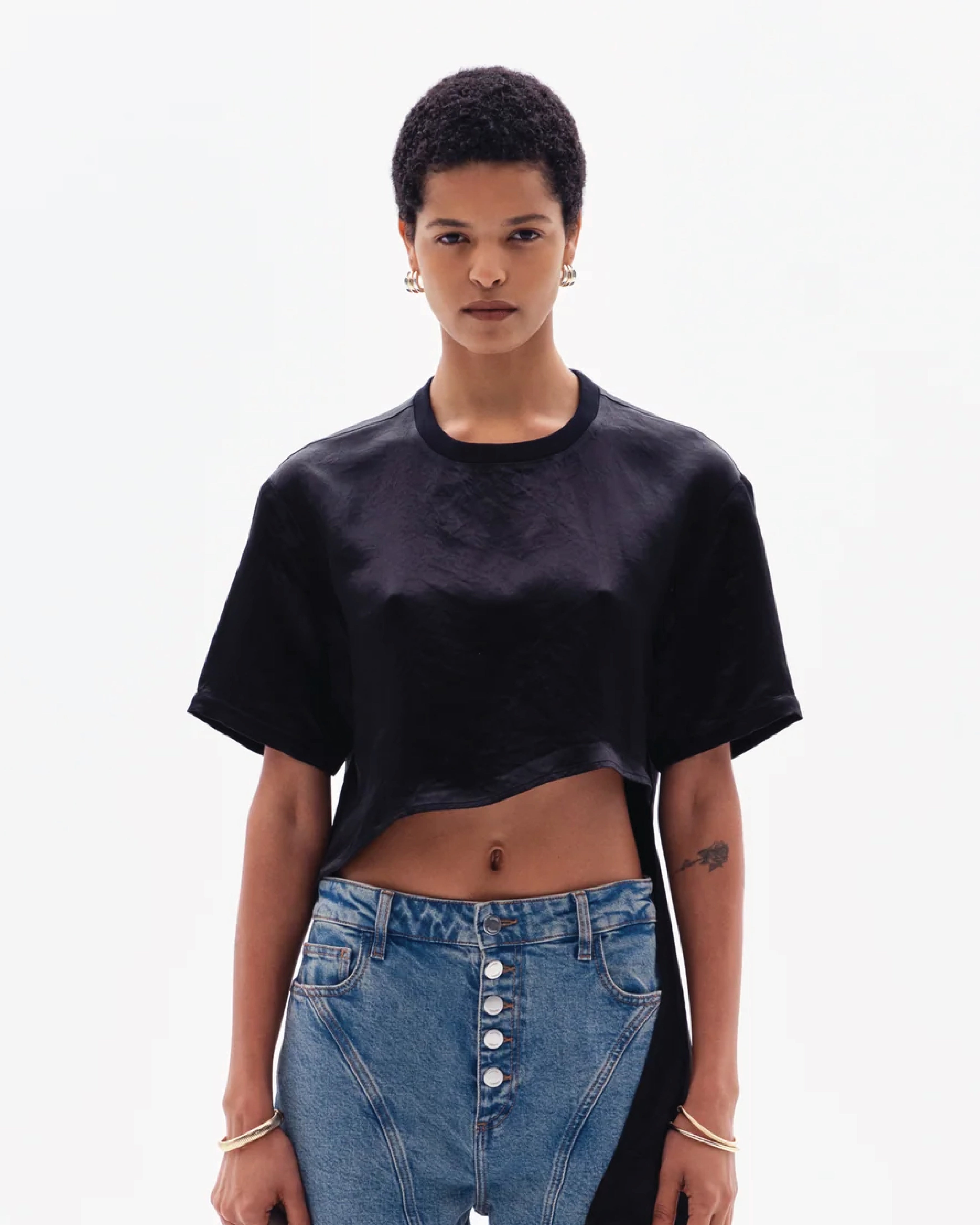 AURORA ASYMMETRIC T-SHIRT - BLACK
