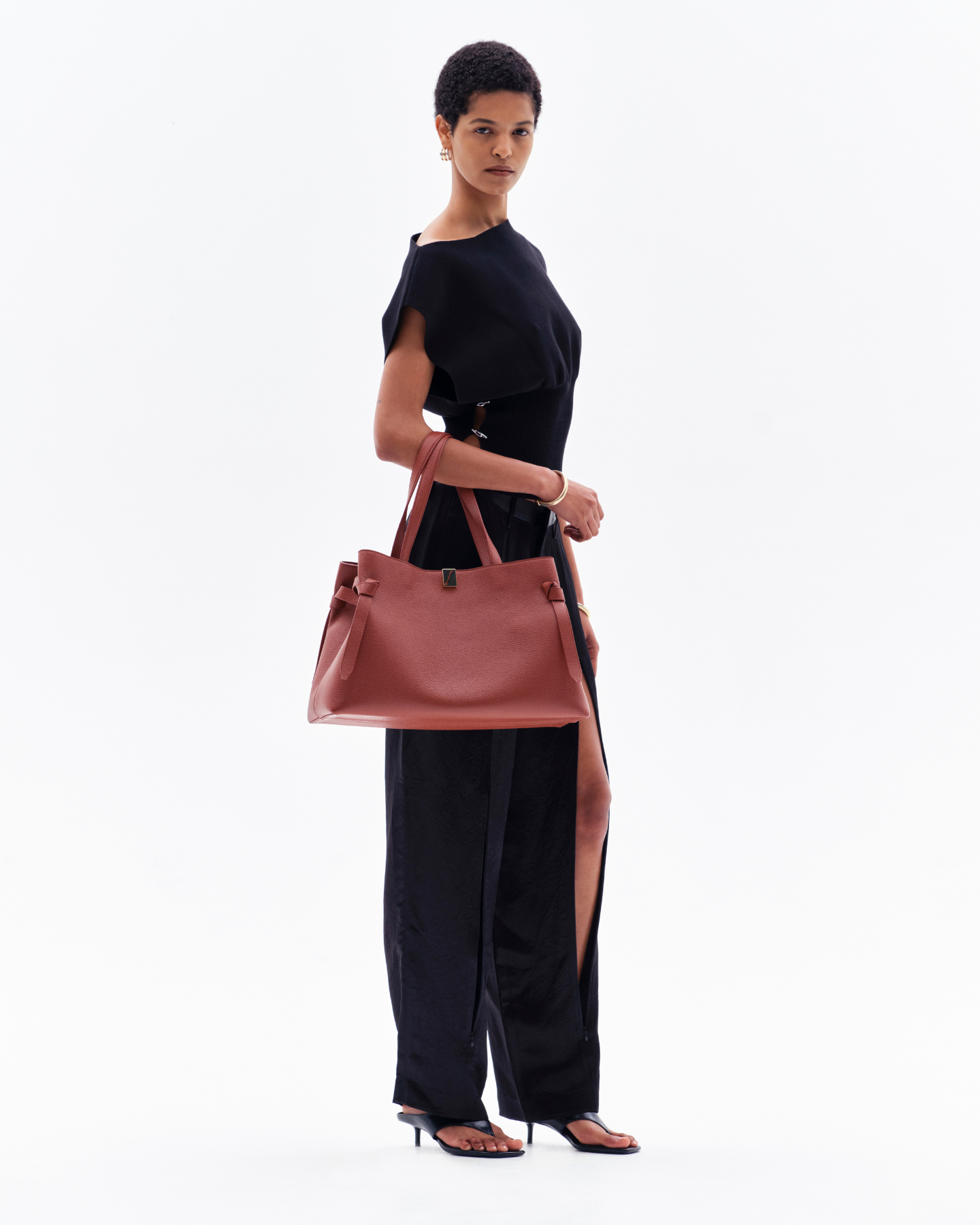 HEDRA ACETATE CONCEALED ZIP TROUSERS - BLACK