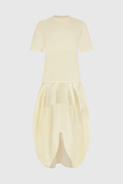 VIRISSE SATEEN JERSEY DRESS - VANILLA