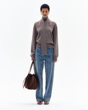 OLA PLAIN SLASH JUMPER - CLAY