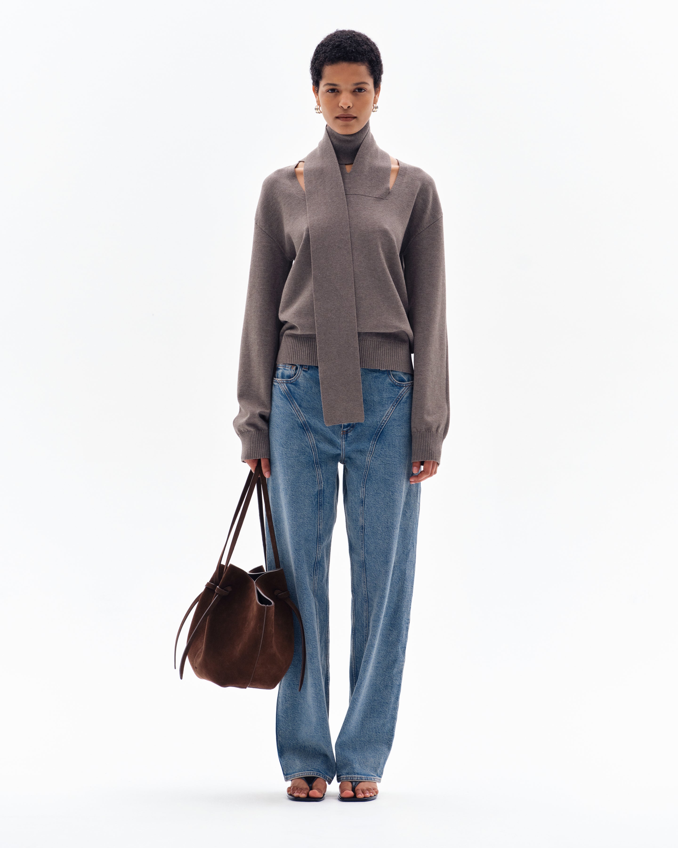OLA PLAIN SLASH JUMPER - CLAY