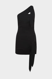ONE SHOULDER MINI DRESS - BLACK