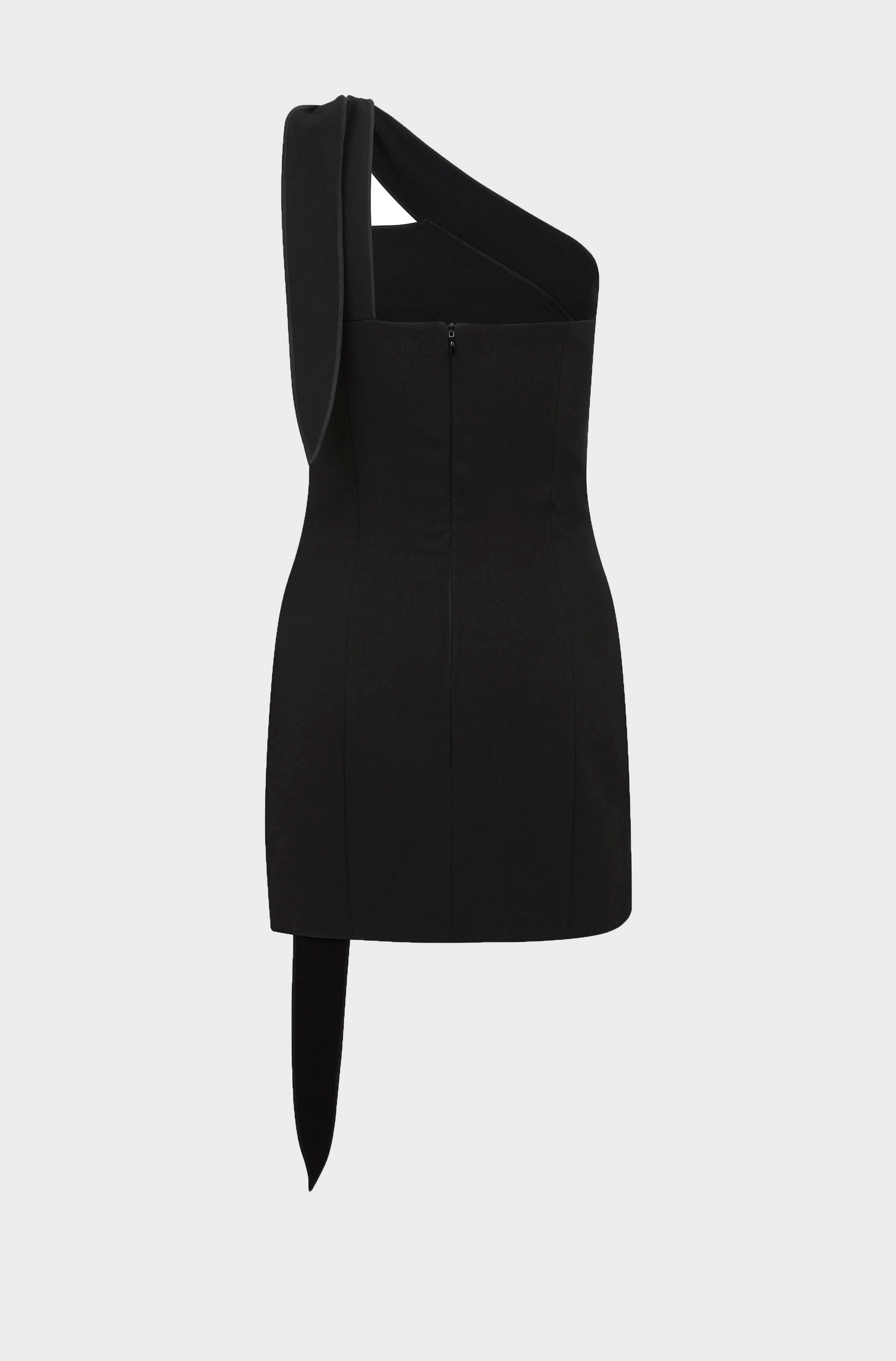 ONE SHOULDER MINI DRESS - BLACK